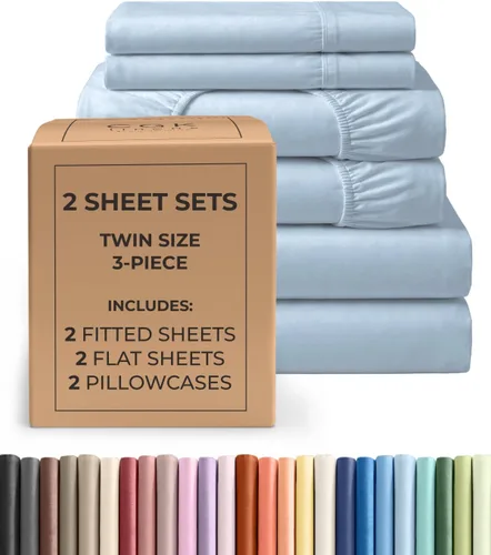 Vista 302 de Pack of 2, Twin Size 3 Piece Sheet Set - Breathable & Cooling - White