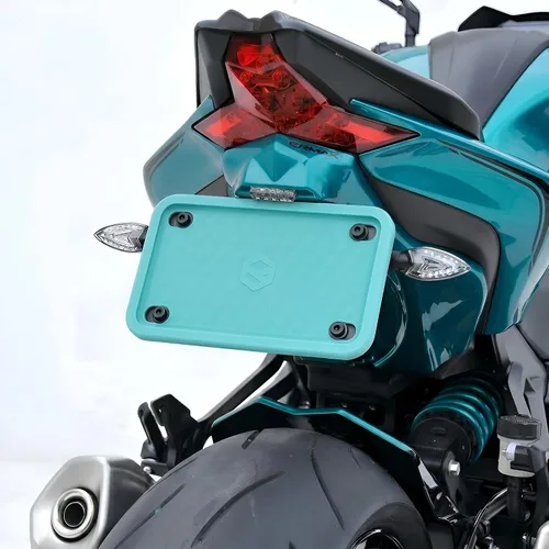 Vista 9 de Rightcar Solutions Marco de matrícula de motocicleta de silicona de alta calidad, a prueba de óxido, a prueba de sonajeros, resistente a la Azul