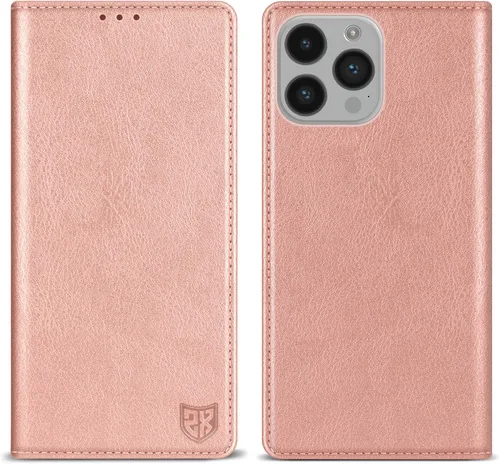 Vista 23 de ZZXX Funda tipo cartera para iPhone 14 con bloqueo RFID, soporte de ranura para tarjetas, funda protectora de cuero magnético fuerte plegable