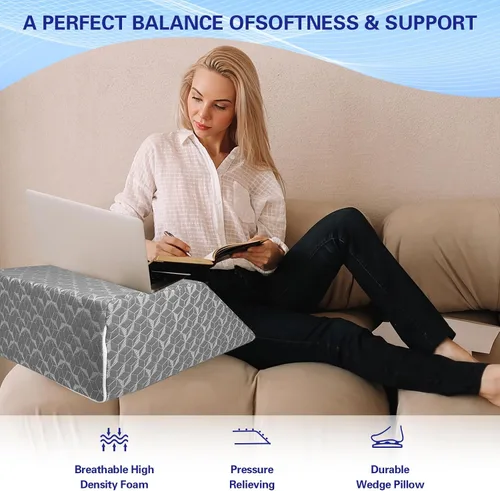 Vista 3 de SUBCULTUREPICK Almohada de elevación de piernas, cuña de cama para soporte de espalda para dormir, almohada de elevación LED de 8 pulgadas, almohada