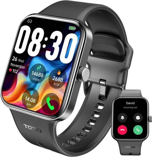 Vista 2 de TOZO S4 AcuFit One Smartwatch 1.78 pulgadas Llamadas/Respuestas Fitness Tracker Negro + A1 Mini Auriculares Inalámbricos Inalámbricos Ligero Negro