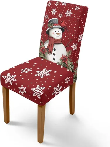 Vista 118 de Rnyleeg Fundas navideñas para sillas de comedor, fundas de asiento de comedor con estampado de campanas brillantes, juego de 1 funda suave y lavable