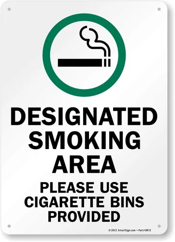 Vista 10 de SmartSign 10 x 14 pulgadas "Zona de Fumar Designada - Coloque los Cigarrillos Apagados en el Contenedor Proporcionado" Cartel de Metal, Aluminio