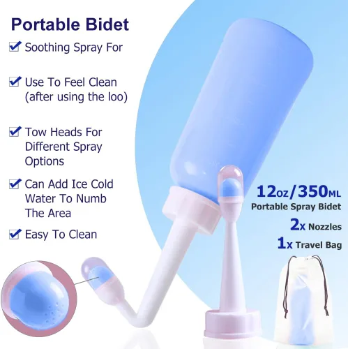 Vista 3 de Peri Bottle – Cuidado posparto y perineal – Bidé portátil 2 en 1 – Pulverizador de bidé portátil de viaje para mujeres u hombres – Botella rociadora