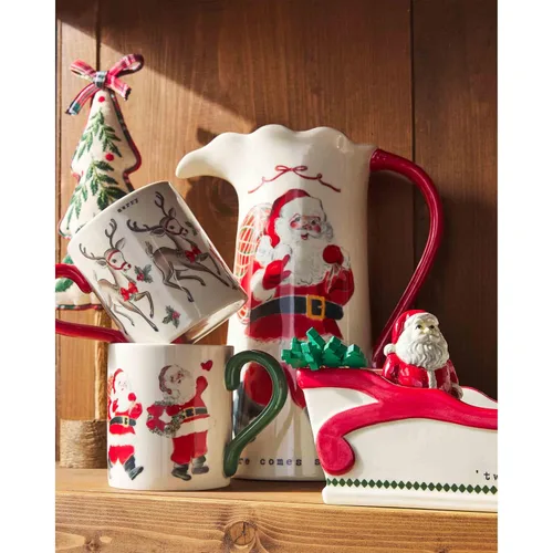 Vista 4 de Mud Pie Taza de Navidad vintage, reno, 15 onzas