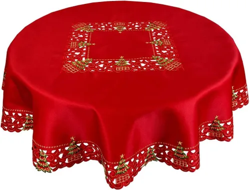 Vista 6 de Grelucgo - Servilletas bordadas para árbol de Navidad con diseño de acebo (12 × 12 pulgadas, 4 piezas)