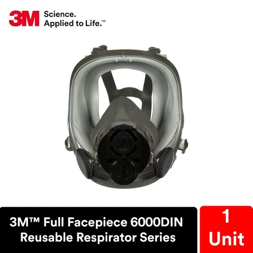 Vista 3 de 3M Respirador reutilizable de pieza completa 6700DIN, NIOSH, protección respiratoria, lente grande, ANSI, ligero, silicona facial, válvula de flujo