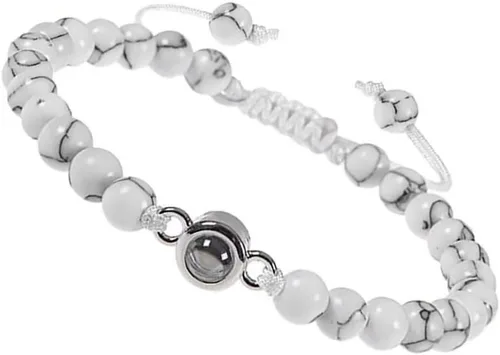 Vista 14 de Elegante pulsera de proyección de cristales que muestra I Loves You en 100 idiomas, gran regalo para amantes y parejas de uso diario