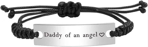 Vista 2 de Pulsera grabada con texto en inglés "Daddy Mommy of an Angel", para pérdida de bebé, para pérdida de bebé