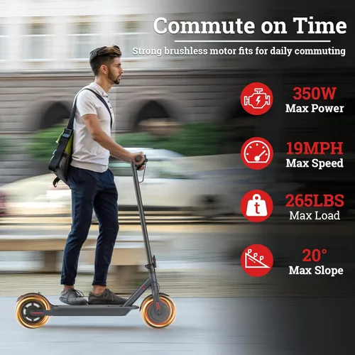Vista 2 de Qlaway Electric Scooter for Adults, 350W/500W Motor, Up to 22 Miles Long Range, 8.5" /10" Solid Tires, 265 lbs Load Capacity, Foldable Commuting