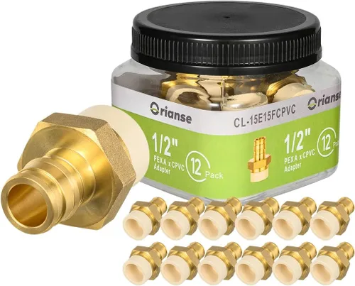 Vista 11 de Paquete de 2 adaptadores de transición de CPVC de 1/2 pulgada Pex x 1/2 pulgadas, accesorios PEX de latón resistente para conexión de tubería PEX-B