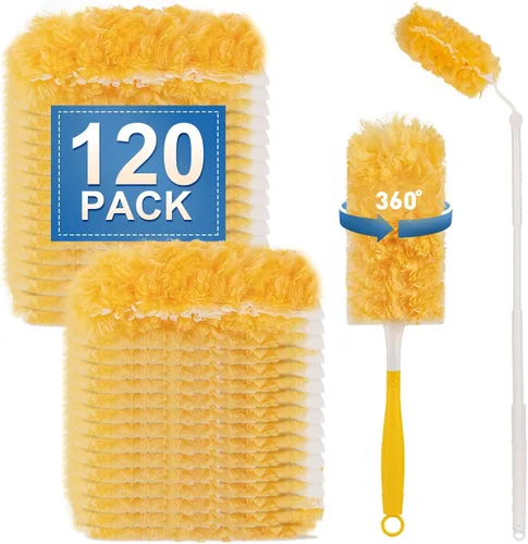 Vista 8 de Recambios de plumero resistentes (paquete de 30 + 1 mango), kit de plumeros desechables sin perfume para limpiar el polvo de muebles, ventilador