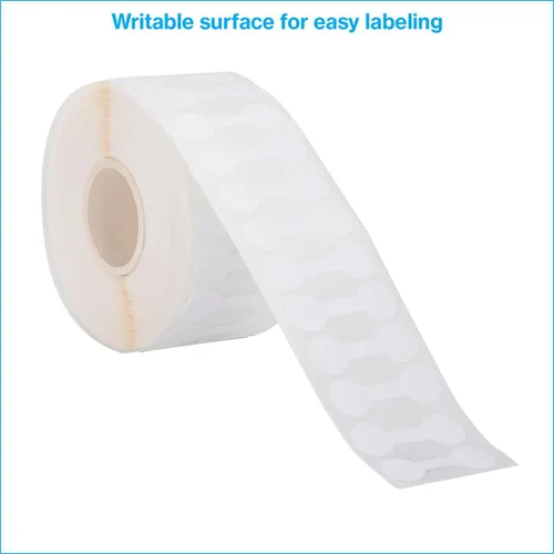 Vista 3 de SSWBasics Etiquetas de precio para anillos pequeños con engomado blanco, 1 ¼ de largo con área de 7/16 pulgadas para precios, rollo de 1000
