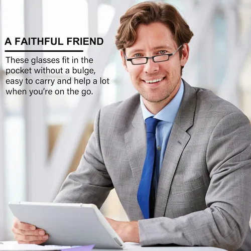 Vista 4 de Missfive Credit Card Thin Folding Reading Glasses for Men Women - Foldable Travel Pocket Readers That Fit in a Wallet