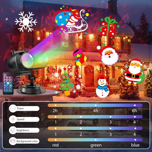 Vista 5 de Luces de Proyector de Navidad de 8 Patrones al Aire Libre 2-en-1, Luces de Proyector de Vacaciones al Aire Libre 26 Efectos