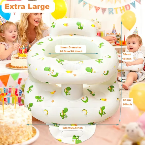 Vista 8 de EXBEPE Asiento de bebé inflable engrosado, asiento de piso para bebés de 3 a 36 meses con bandeja, silla infantil con soporte para sentarse, bomba