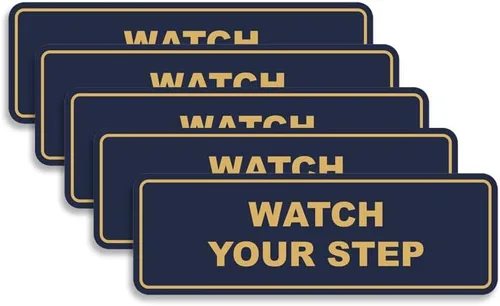 Vista 49 de Signs ByLITA Letrero estándar para pared o puerta con texto en inglés «Watch Your Step», señalización de salud y seguridad (negro), mediano