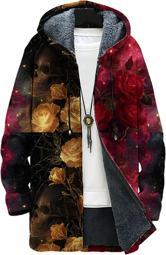 Vista 9 de Mens Hooded Cardigan Japanese Art Zip Up Long Sleeve Sweater Hoodie Dragon Print Coat with Pockets