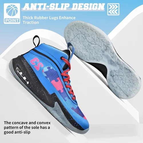 Vista 6 de ASHION Men's Basketball Shoes Mid Basketball Sneakers Non-Slip Outdoor Cushioning Workout Shoes