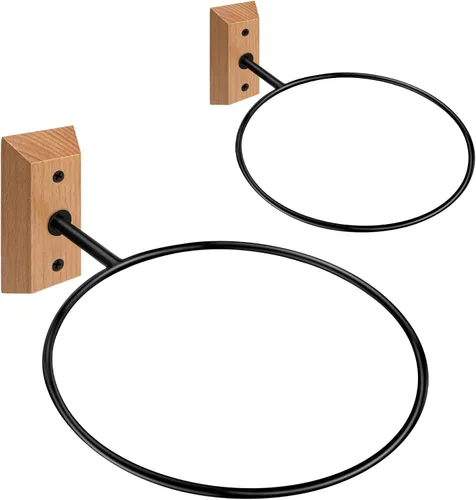 Vista 18 de Soporte de pared para baloncesto VIVTOB, soporte de pared para pelota de 7 pulgadas con base de madera maciza de nogal negro y anillo de metal