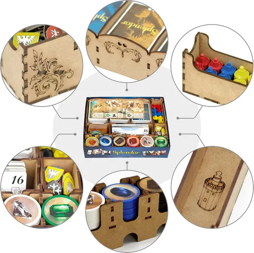 Vista 5 de TowerRex Organizador para juegos de mesa Splendor y expansión Cities of Splendor, inserto de almacenamiento, actualización de accesorios