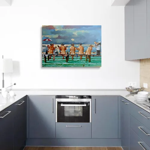Vista 8 de Ronald West - Lienzo decorativo para pared, diseño de playa para niñas, pintura de paisaje marino, decoración de baño y playa, 12 x 18 pulgadas