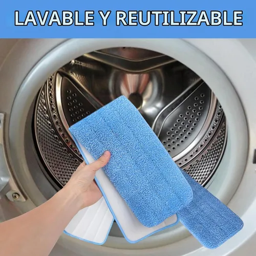 Vista 3 de Reemplazo de almohadillas de microfibra para cabezal de mopa comercial Rubbermaid de 24 pulgadas - Juego de 8 recambios de limpieza comercial húmeda