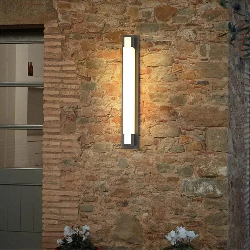 Vista 5 de Aplique de pared LED para exteriores, lámpara de pared de tira lineal, decoración exterior e interior, accesorios de iluminación de pared para 3000k