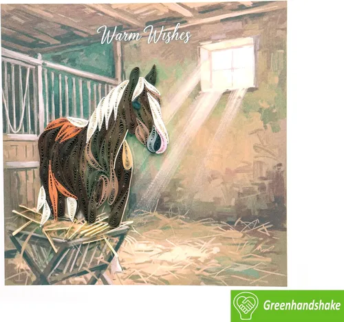 Vista 3 de A Horse's Quiet Moment - Tarjeta de felicitación 3D exclusiva dedicada hecha a mano, tarjeta de felicitación de diseño para cumpleaños, día de San