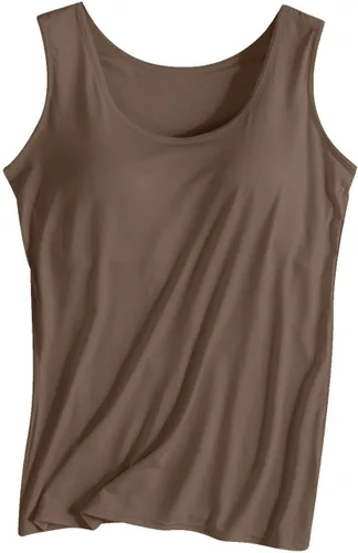 Vista 11 de Camiseta sin mangas con brasier integrado para mujer, sin mangas, correa ancha, ropa de dormir básica, para entrenamiento, yoga, camisola acolchada