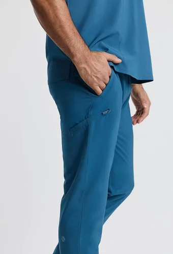 Vista 2 de Pierre - Pantalones médicos con múltiples bolsillos para hombre, elásticos con cordón