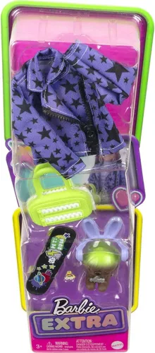 Vista 5 de Barbie Paquete extra para mascotas y moda con 7 piezas, incluyendo cachorro, accesorios para mascotas y piezas de moda muñeca