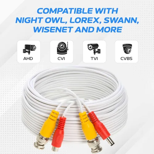 Vista 6 de Cables Direct Online Paquete de 2 cables de extensión de video BNC prefabricados de 10 pies para CCTV, cámara de seguridad, DVR, sistema