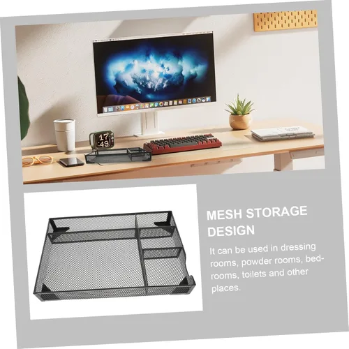 Vista 8 de Uonlytech Metal Desk Organizer with Multi Compartment Storage File Holder for Office and Home Black Metal Organizer for Cosmetics Stationery and