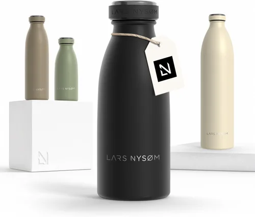 Vista 103 de LARS NYSØM Botella de agua aislada de acero inoxidable de 12 onzas, 17 onzas, 25 onzas, 34 onzas, 51 onzas, frasco térmico aislado para bebidas
