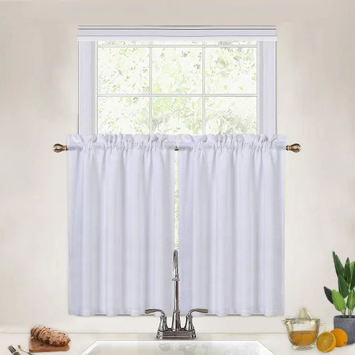 Vista 12 de CAROMIO - Cortina para cocina, cortina texturizada, cortinas para ventana de baño, varios tamaños