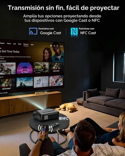 Vista 8 de Daytime 4K Projector【Google TV / 2300 ANSI】Smart Movie Projector with WiFi 6 and Bluetooth, 38W Dolby Audio, ToF Autofocus, NFC/Voice Control, HDMI