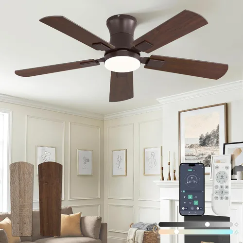 Vista 14 de Fanbulous Ventilador de techo de 42 pulgadas con luz, perfil bajo Negro