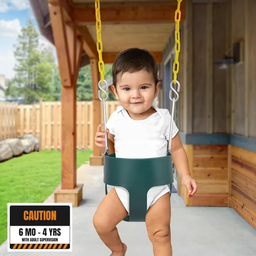 Vista 3 de Sorbus Cuna para bebé - Columpio para niños pequeños con respaldo alto, columpio tipo cubeta para bebés y niños pequeños, con cadenas recubiertas