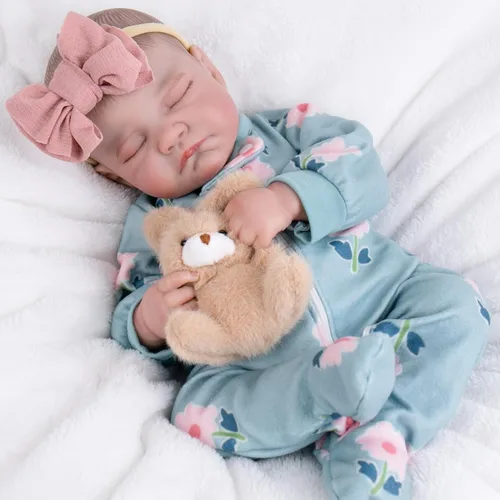 Vista 4 de Aori Muñecas Reborn de bebé realistas de 20 pulgadas, muñeca recién nacida de niña durmiendo ultra realista con cuerpo ponderado y muñeca de vinilo