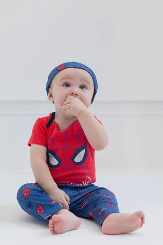 Vista 2 de Marvel Vengadores Hulk Capitán América Spider-Man - Conjunto de 3 piezas para bebé recién nacido a bebé