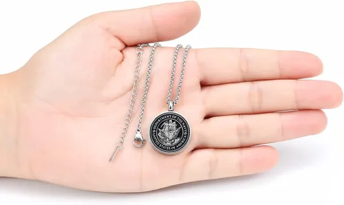 Vista 3 de Hearbeingt Collar con colgante de urna para cenizas del ejércitofuerza aéreaazul marinobombero, regalo conmemorativo, aniversario, recuerdo