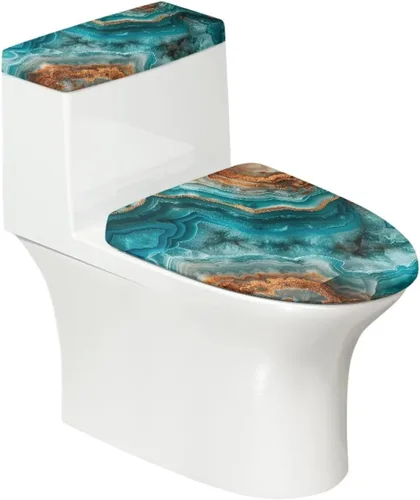 Vista 11 de Cubierta de asiento de inodoro con estampado de cebra, cubierta de tapa de tanque de inodoro ovalada negra, alargada, redonda, repuesto