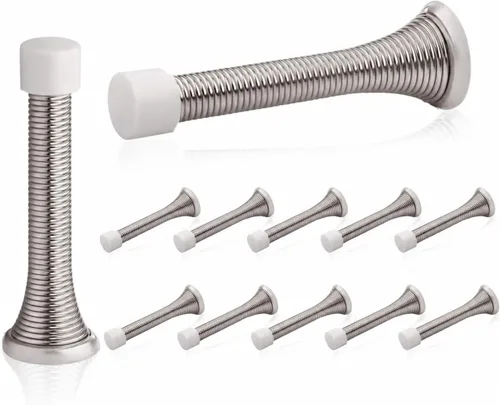 Vista 25 de HOMOTEK Paquete de 1 tope de puerta de resorte con parachoques de goma de 3-1/8", resorte flexible de servicio pesado, tope de puerta de pared