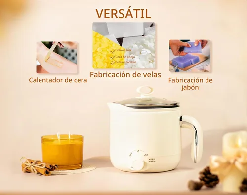 Vista 6 de Aroparc Derretidor de cera para hacer velas con termómetro, gran derretidor eléctrico de cera de 60 oz/1.8 L con boquilla de vertido para hacer