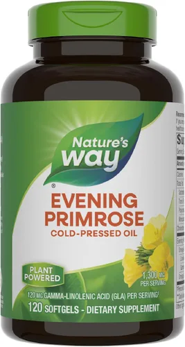 Vista 8 de Nature's Way Aceite de onagra, fuerza máxima, prensado en frío, sin refinar, 1300 mg con 120 mg de GLA por porción, 60 cápsulas blandas