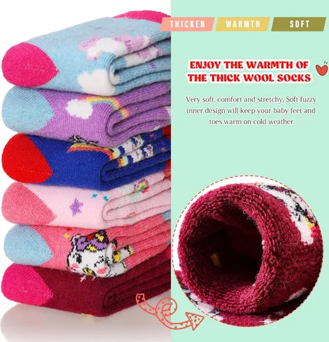 Vista 47 de Eocom 6 pares de calcetines de invierno cálidos de lana para niños y niñas