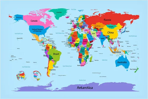 Vista 2 de Mapa mundial para niños, por Michael Tompsett, 14 x 19 pulgadas, arte de pared