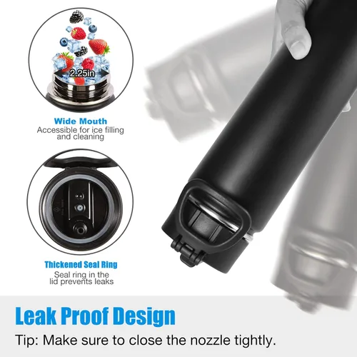 Vista 4 de Volhoply Botellas de agua aisladas con popote a granel, paquete de 4, botella deportiva de acero inoxidable de 22 onzas con tapa con asa, tazas