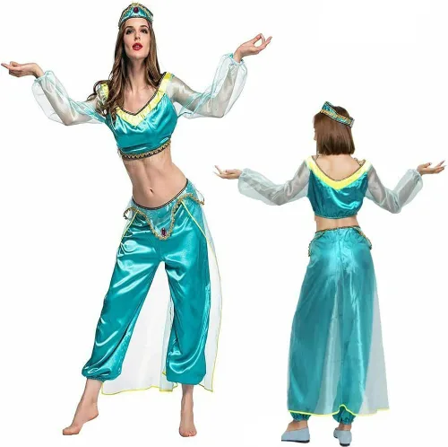Vista 5 de Women Girl Arabian Princess Jasmine Sassy Prestige Costume Cosplay Halloween Adult Crown